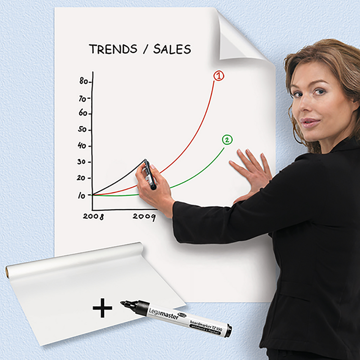 Legamaster White Board, 80 cm Height, 60 cm Width
