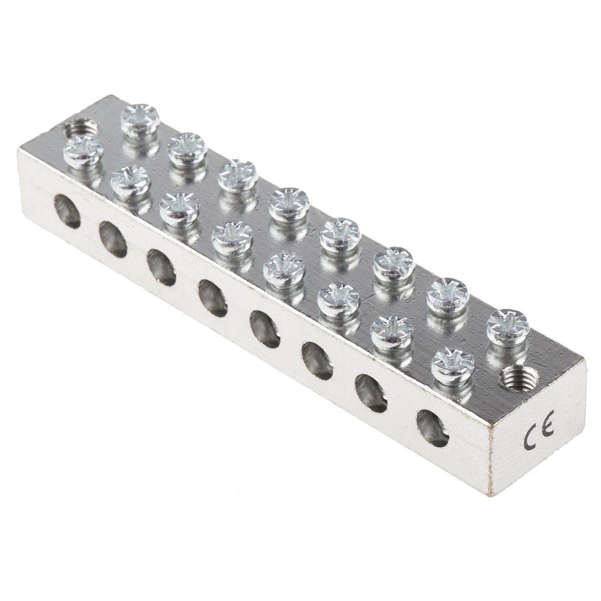 RS PRO 8-Way CE (BS EN 60998) Earth Block, 16AWG Wire, Screw, Brass Housing