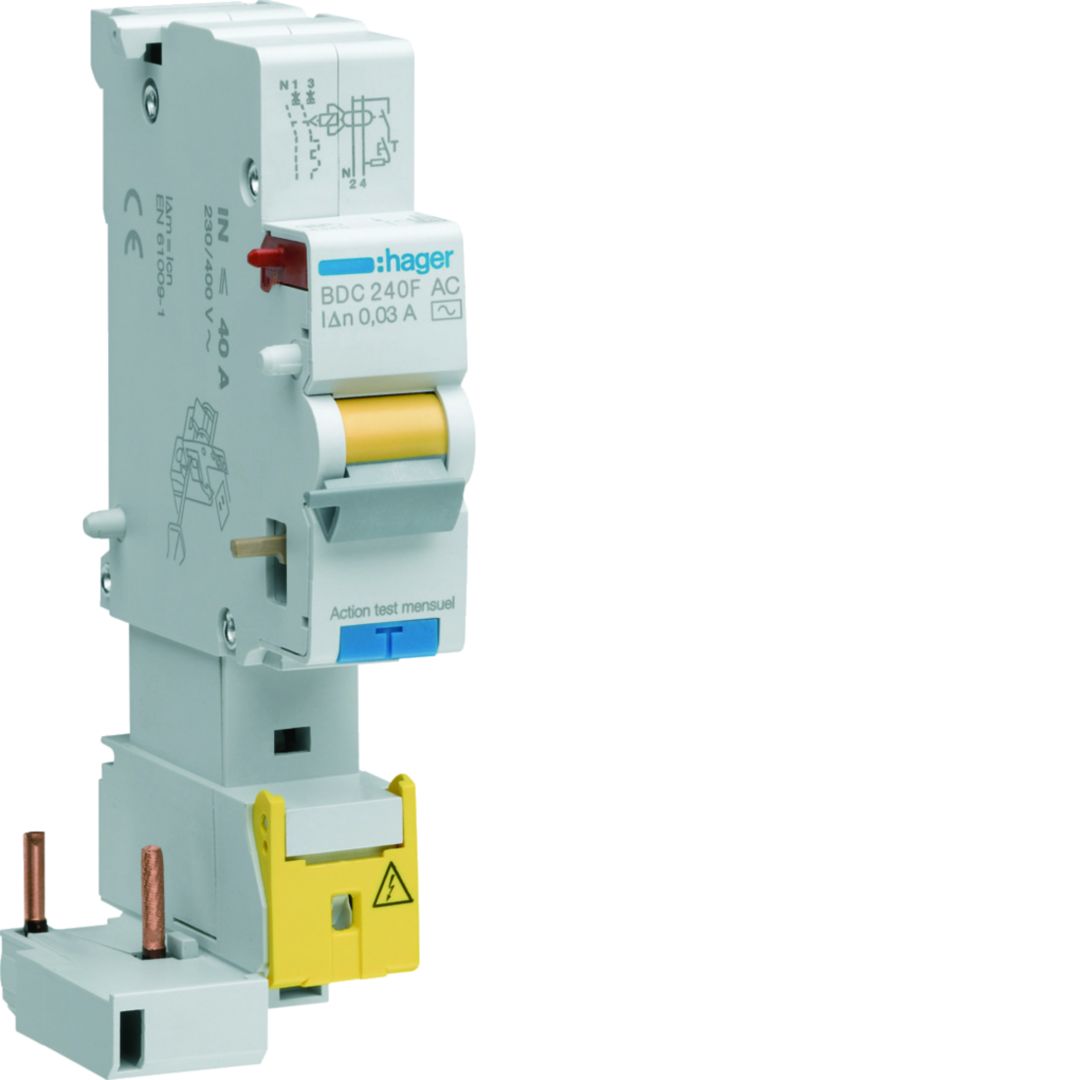 Hager BFH Series RCCB, 40A, 1P+N Pole, 300mA, Type A-HI
