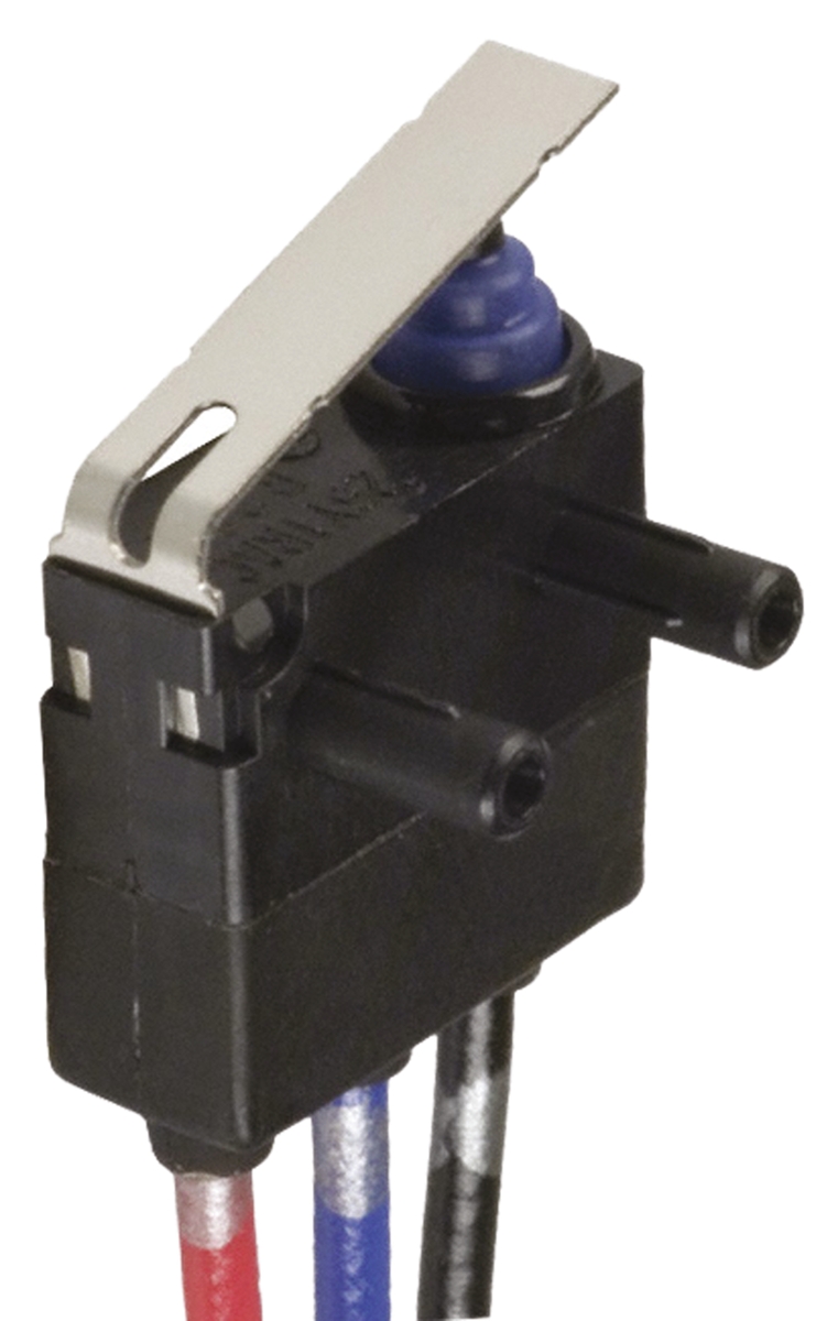 Omron Lever Micro Switch, Through Hole Terminal, 2 A @ 12 V dc, SPDT, IP67