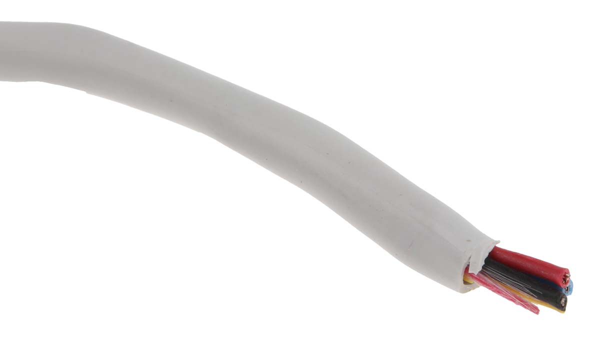 RS PRO Control Cable, 4 Cores, 0.19 mm², Unscreened, 100 m, White Polyvinyl Chloride Sheath