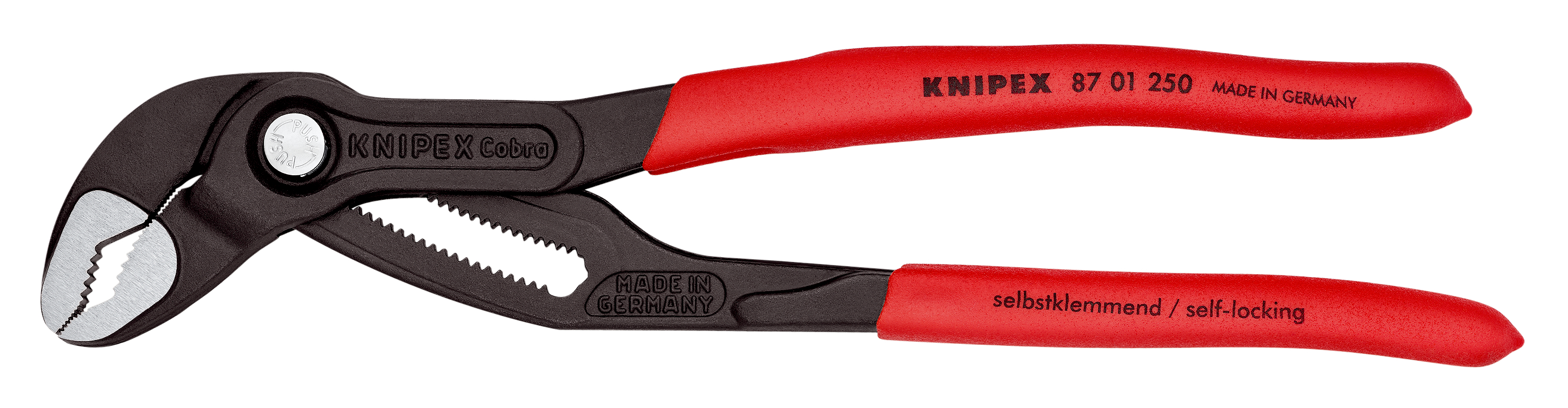 87-01-250 Knipex Cobra® 1-Piece Hightech Water Pump Pliers, 249 mm Overall, 1.38m Jaw