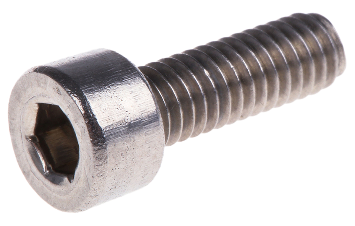 RS PRO Plain Stainless Steel Hex Socket Cap Screw, Hex, M4 x 12 mm