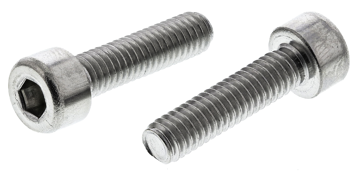 RS PRO Plain Stainless Steel Hex Socket Cap Screw, Hex, M4 x 16 mm