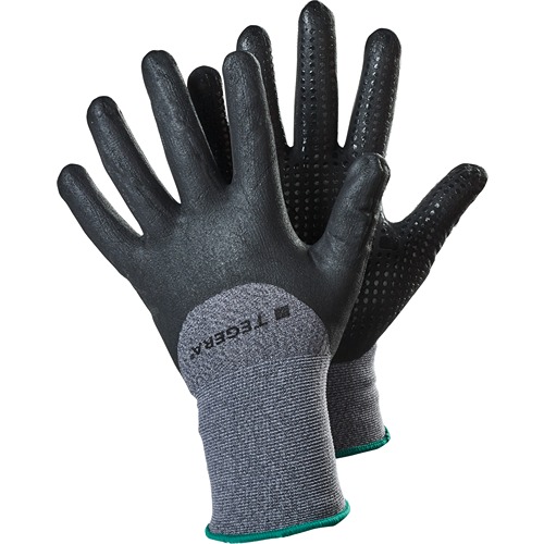 Tegera 874 Black, Grey Nylon, Spandex Work Gloves, Size 7, Nitrile Foam Coating
