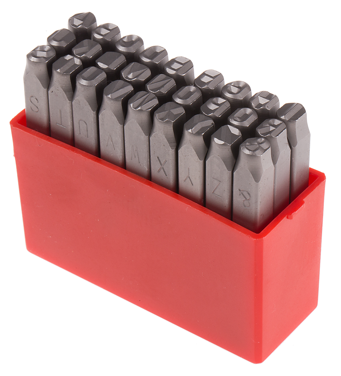 RS PRO 6 mm x 27 Piece Engraving Letter Punch Set, (27Pcs Letter Steel Stamp, Each Set In Pp Red Case, Capital A-Z, 1Lb