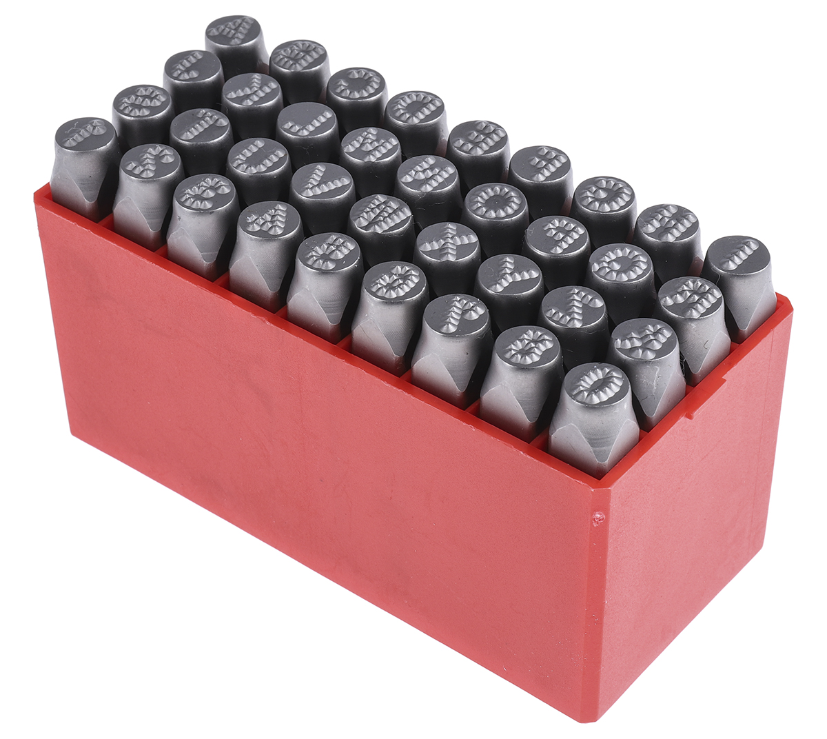 RS PRO 8 mm x 36 Piece Engraving Letter Punch Set, (9 Pieces x 0-8 Number Dot Steel Stamp, Dot Font Type Module (Side