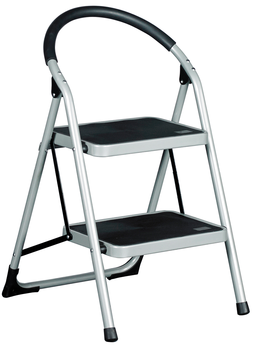 RS PRO 2 Tread Steel Steps 0.49m Platform Height, Silver Grey