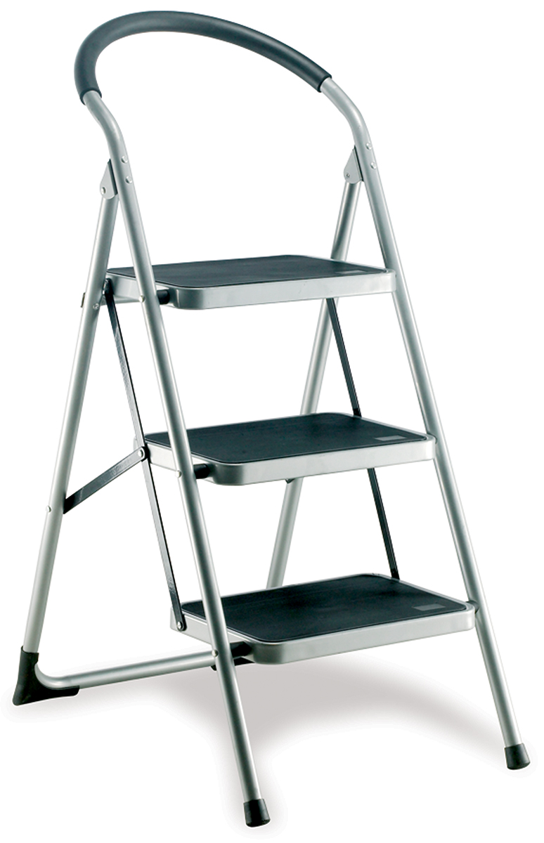 RS PRO 3 Tread Steel Steps 0.71m Platform Height, Silver Grey