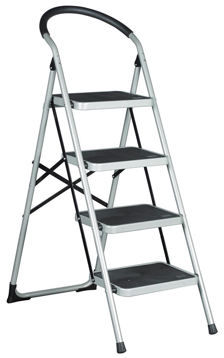RS PRO 4 Tread Steel Steps 0.93m Platform Height, Silver Grey