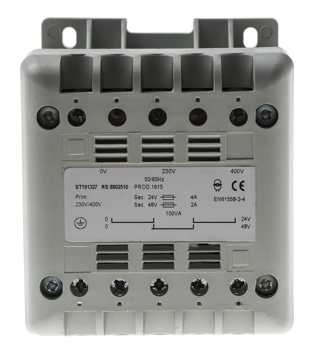 RS PRO 400 VA DIN Rail Transformer, 400 V ac, 230 V Primary, 115 V ac, 12 V, 24 V Secondary, RoHS, IECBSEN 615581,