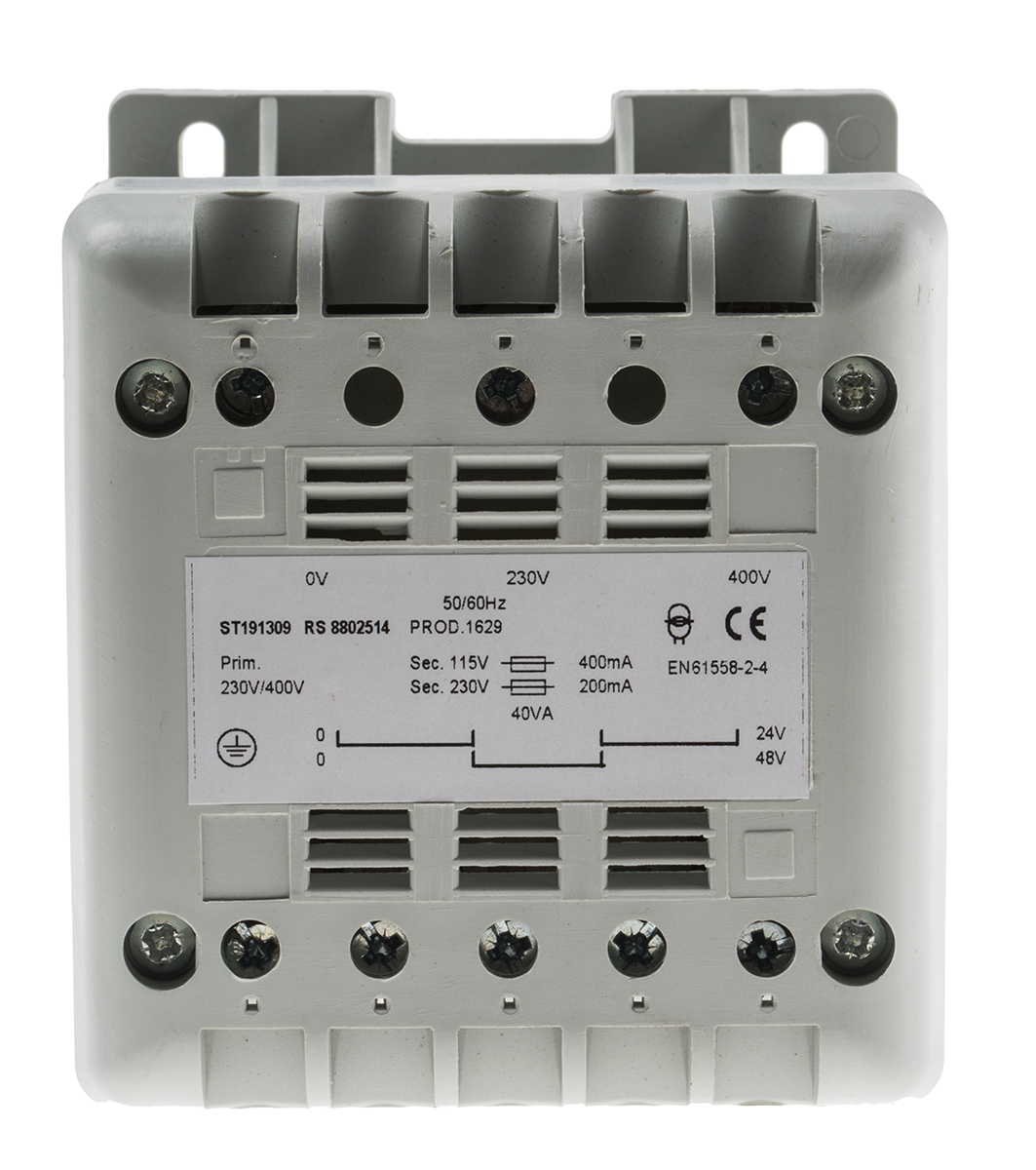RS PRO 400 VA DIN Rail Transformer, 230 V, 400 V ac Primary, 12 V, 115 V ac, 24 V Secondary, ASNZS 61558..6, IECBSEN