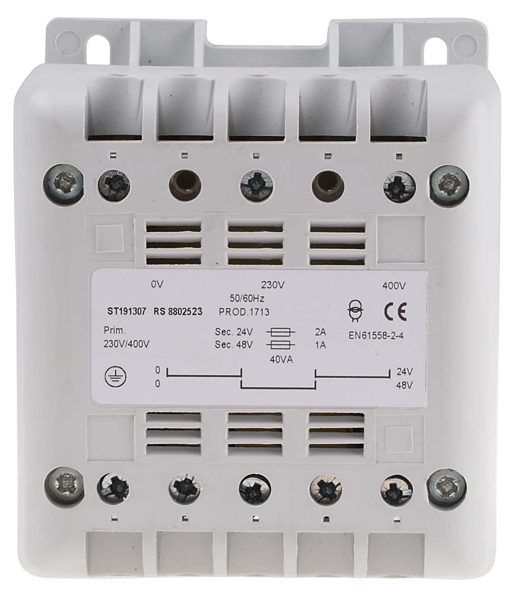 RS PRO 40 VA DIN Rail Transformer, 400 V ac Primary, 24 V ac Secondary, IEC 61558-2-6
