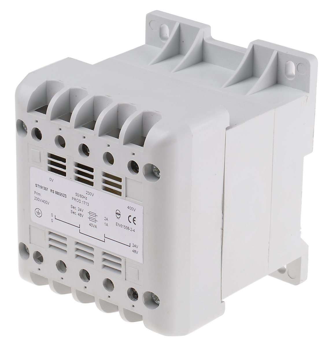 880-2523 RS PRO 40 VA DIN Rail Transformer, 400 V ac Primary, 24 V ac Secondary, IEC 61558-2-6