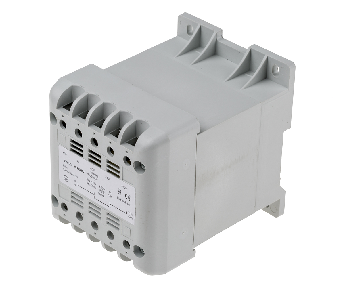 RS PRO 400 VA DIN Rail Transformer, 230 V, 400 V ac Primary, 115 V ac, 12 V, 24 V Secondary, ASNZS 61558.1, ASNZS