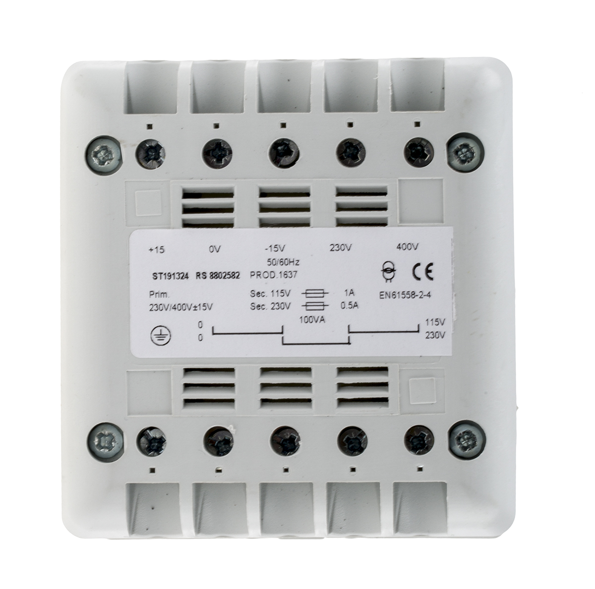 880-2582 RS PRO 400 VA DIN Rail Transformer, 230 V, 400 V ac Primary, 115 V ac, 12 V, 24 V Secondary, ASNZS 61558.1, ASNZS