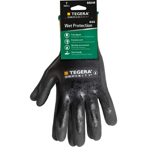 Tegera TEGERA Black, Yellow Nylon Work Gloves, Size 8, Smart Power Selector, Nitrile, Nitrile Foam Coating
