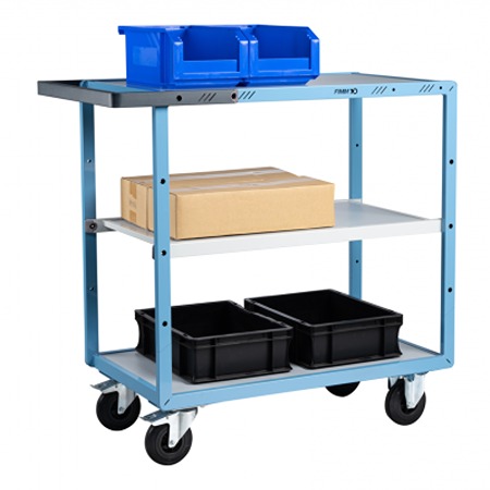 FIMM 3 Steel 2 Fixed + 2 Swivel with Brake Tool Trolley, 850 mm, 250 kg Load, 500 mm