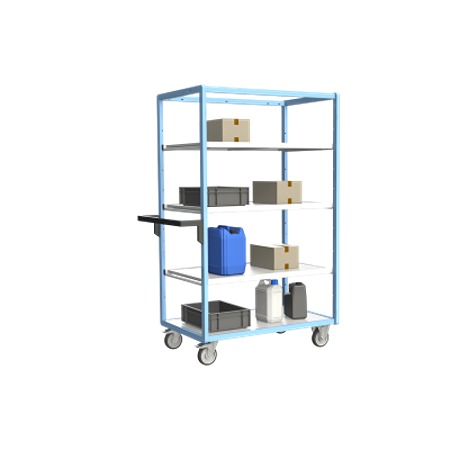 FIMM 3 Steel 2 Fixed + 2 Swivel with Brake Trolley, 945 mm, 250 kg Load, 555 mm