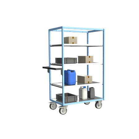 FIMM 3 Steel 2 Fixed + 2 Swivel with Brake Trolley, 965 mm, 500 kg Load, 600 mm