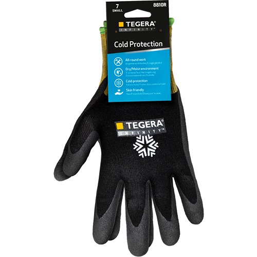 Tegera TEGERA Black, Yellow Spandex, Fleece, Nylon, Acrylic Work Gloves, Size 10, Nitrile Foam, Smart Power Selector,