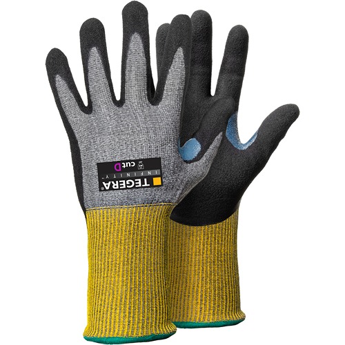 Tegera Infinity 8811 Black, Yellow CRF Technology, Fibreglass Thread, HPPE, Nylon, Spandex Work Gloves, Size 6, Nitrile,
