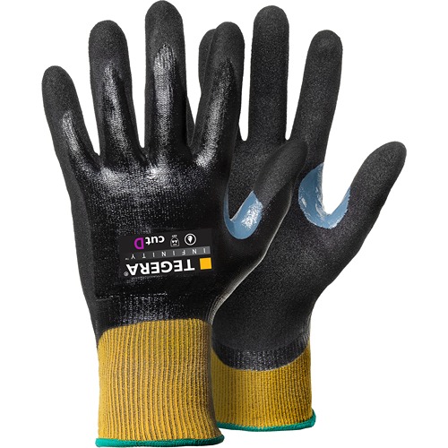 Tegera Infinity 8812 Black, Yellow CRF Technology, Fibreglass Thread, HPPE, Nylon, Spandex Work Gloves, Size 6, Nitrile,