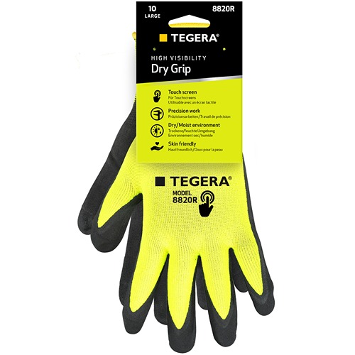Tegera TEGERA Yellow, Black Spandex, Polyester Work Gloves, Size 10, Nitrile Foam Coating