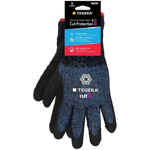 Tegera 8831R Black, Blue Acrylic, CRF Technology, HPPE, Polyester, Stainless Steel Fibre Yarn Work Gloves, Size 11,