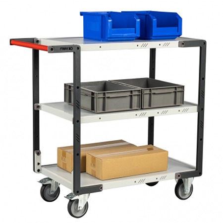 FIMM 3 Steel 2 Fixed + 2 Swivel with Brake Trolley, 850 mm, 250 kg Load, 495 mm