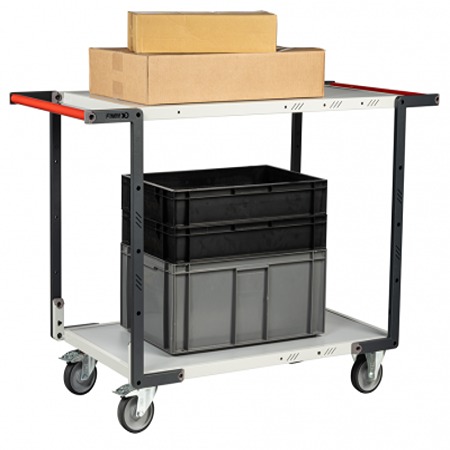 FIMM 2 Steel 2 Fixed + 2 Swivel with Brake Trolley, 1000 mm, 250 kg Load, 595 mm