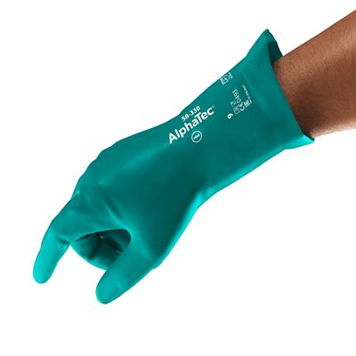 Ansell AlphaTec 58-330 Green Aquadri, Nitrile Protective Hood, Nitrile Coating