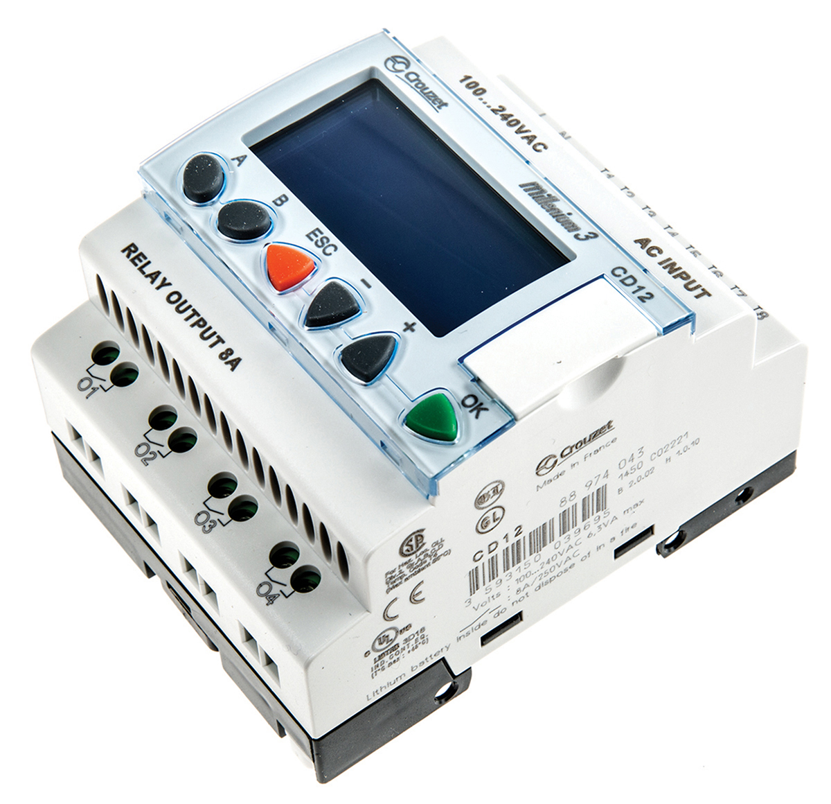 Crouzet Millenium 3 Series Logic Module, Relay Output, 8-Input, Digital, Analogue Input