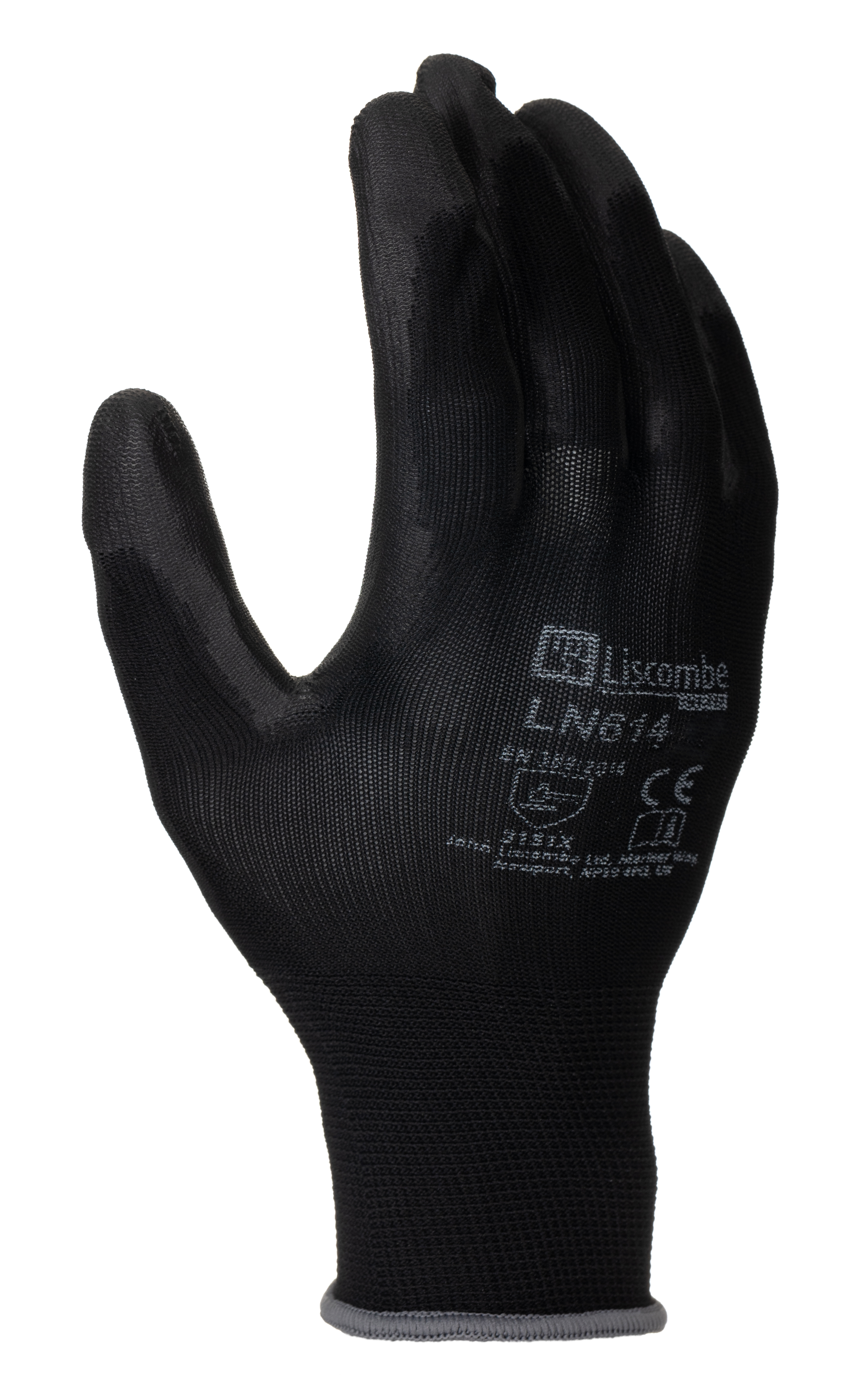 Liscombe LN6 Black Nylon Polyamide Work Gloves, Size 10, Polyurethane Coating