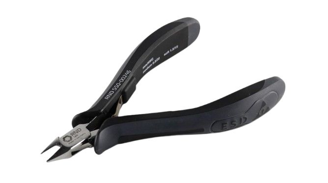 RND RND 550-00246 Pliers, 120 mm Overall, Angled, Straight Tip, 9mm Jaw, ESD