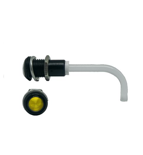 RHD-1100-1500-F9PZY67PR Bivar, Panel Mount Right Angle LED Light Pipe, Yellow Round Lens