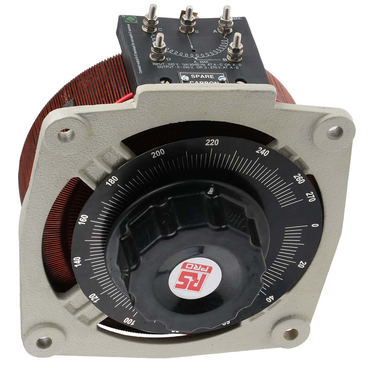 890-2787 RS PRO Variac, 1 Output, 1 Phase 3.6 kVA, 240 V 240 V, 0 to 270 V