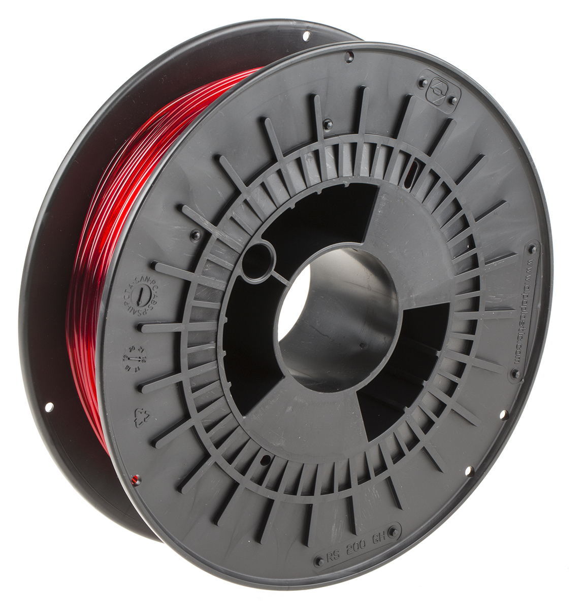 RS PRO 1.75 mm Translucent Red PET-G 3D Printer Filament, 500 g