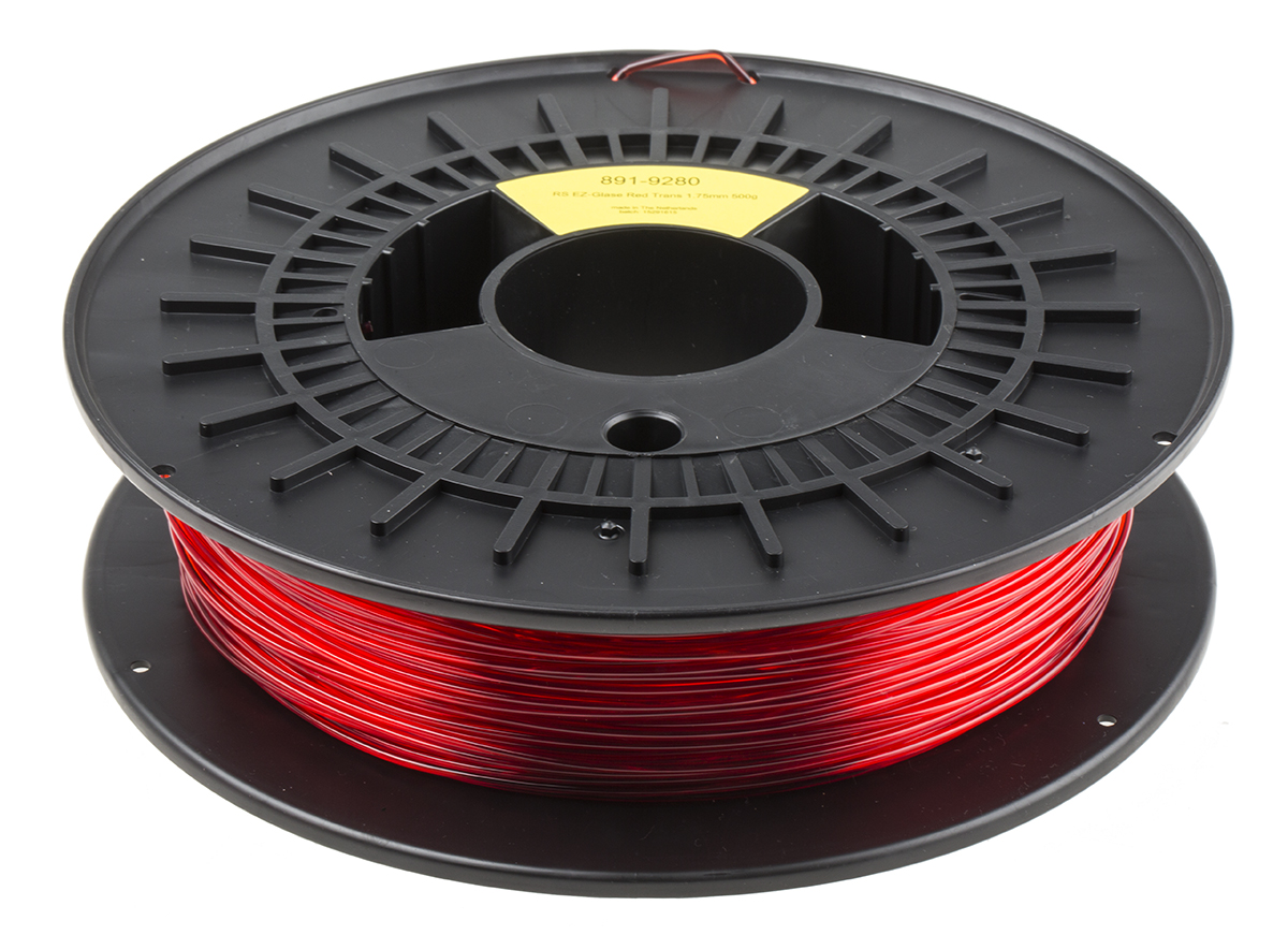 891-9280 RS PRO 1.75 mm Translucent Red PET-G 3D Printer Filament, 500 g
