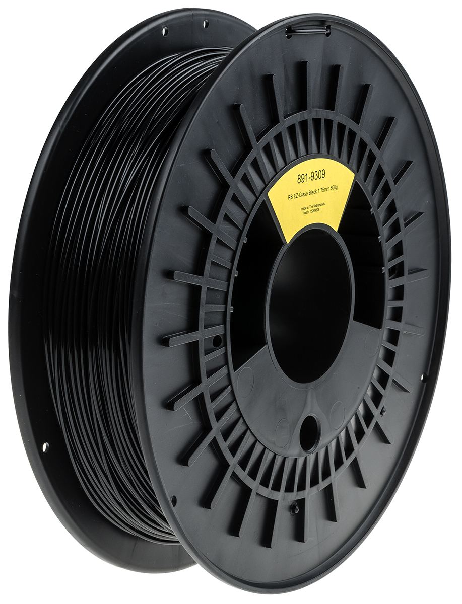 RS PRO 1.75 mm Black PET-G 3D Printer Filament, 500 g