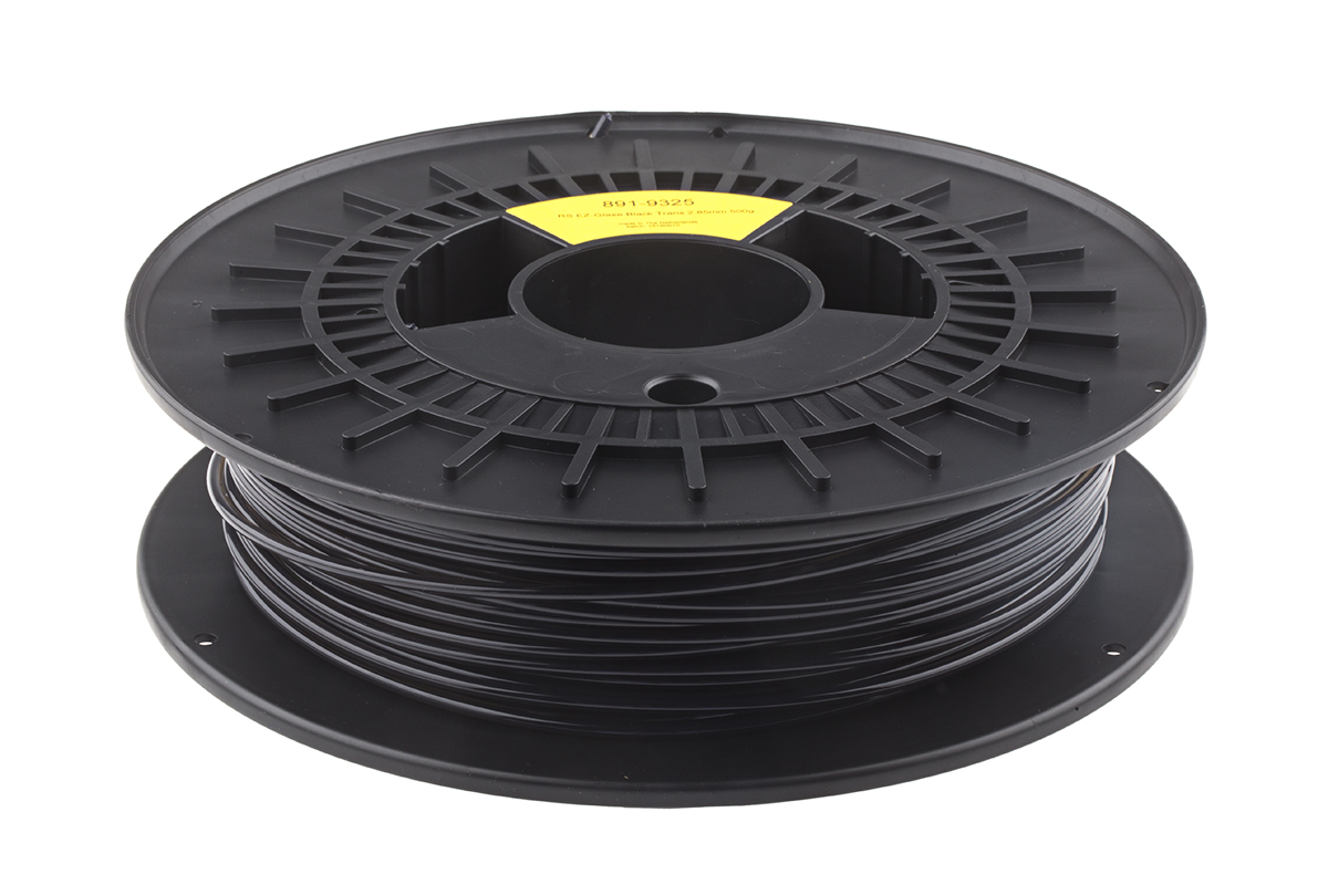 891-9325 RS PRO 2.85 mm Black, Transparent PET-G 3D Printer Filament, 500 g