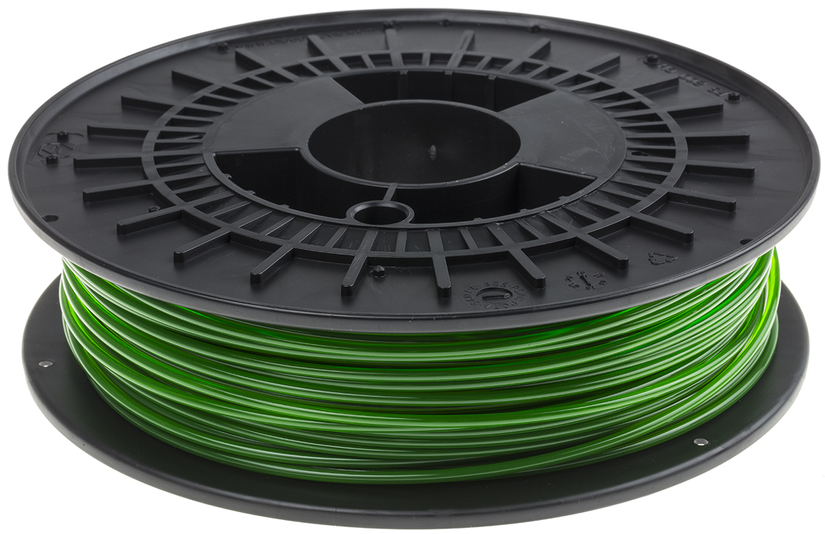 RS PRO 2.85 mm Translucent Green PET-G 3D Printer Filament, 500 g