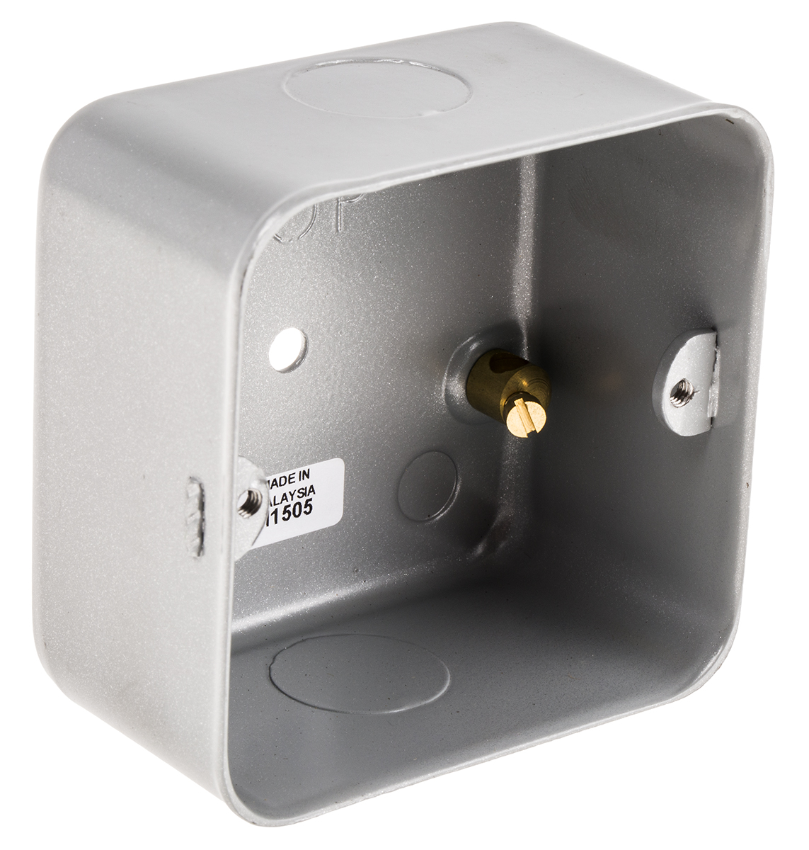 891-alm MK Electric Metal Clad Silver Gloss Aluminium Back Box, BS, IP20, Surface, Flush Mount, 2 Gangs 86 mm 73mm 40 mm