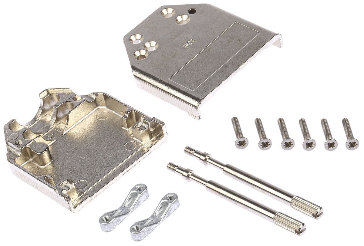 Amphenol FCI 8655MH Series Die Cast Zinc D-sub Connector Backshell, 15 Way, Strain Relief