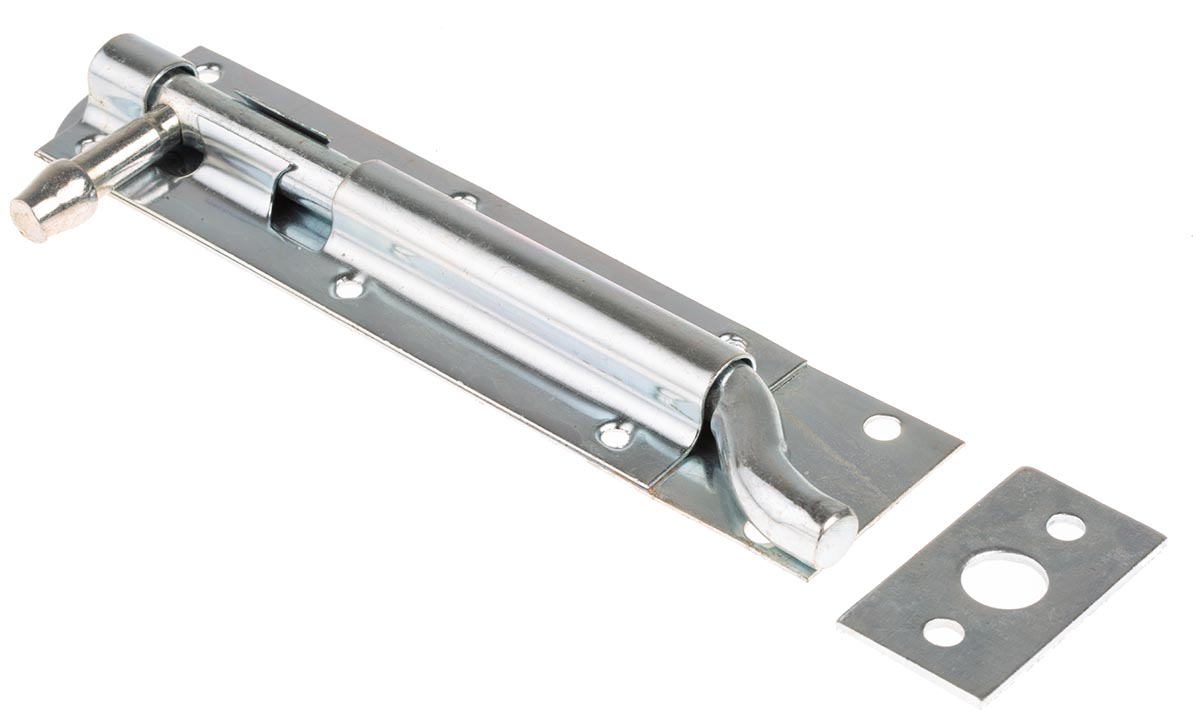RS PRO Steel Bright Zinc Door Bolt 150 mm 45 mm