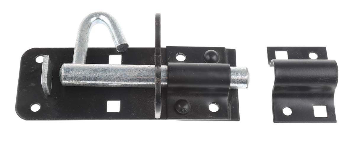 RS PRO Steel Padlockable Epoxy Black Door Bolt 100 mm