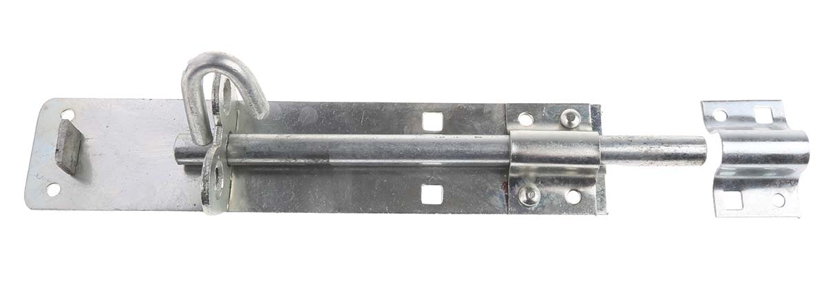RS PRO Steel Padlockable Bright Zinc Door Bolt 200 mm