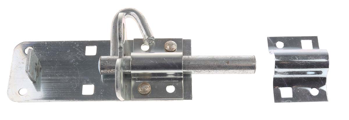 RS PRO Steel Padlockable Bright Zinc Door Bolt 100 mm
