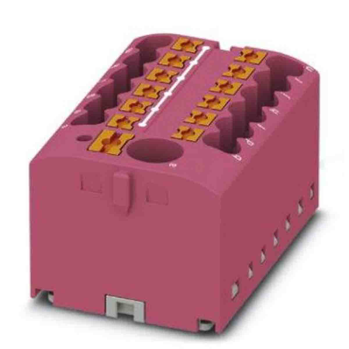 Phoenix Contact Distribution Block, 13 Way, 4mm², 24A, 450 V, Pink