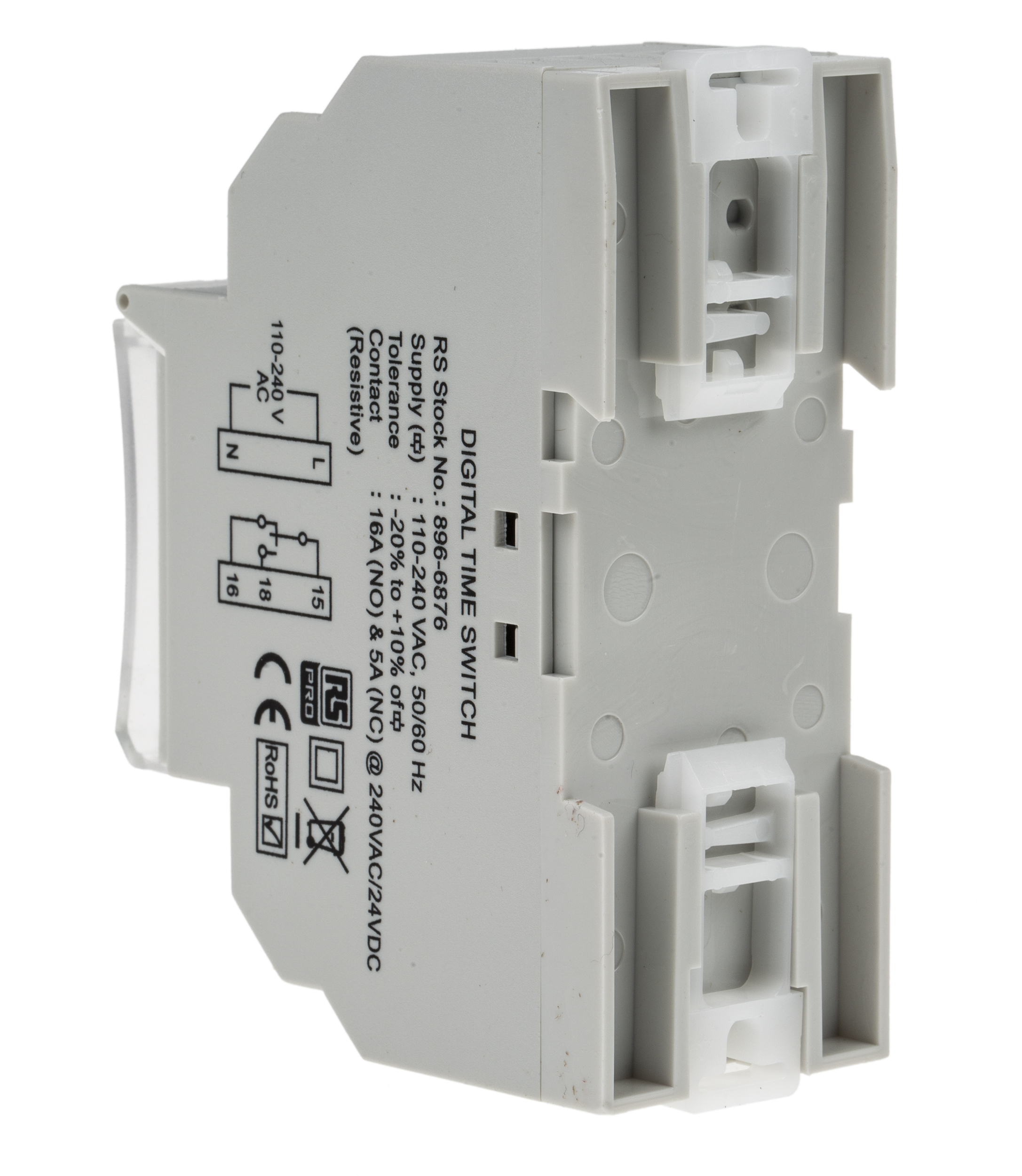 896-6876 RS PRO Digital DIN Rail Time Switch 6LL003-08 DIN Rail Time Switch, 1-Channel 240 V ac